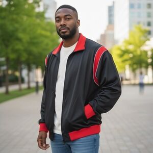 Vintage Y2K Jordan Craig Black Red Track Jacket Full Zip Size‎ 4XL - NEW